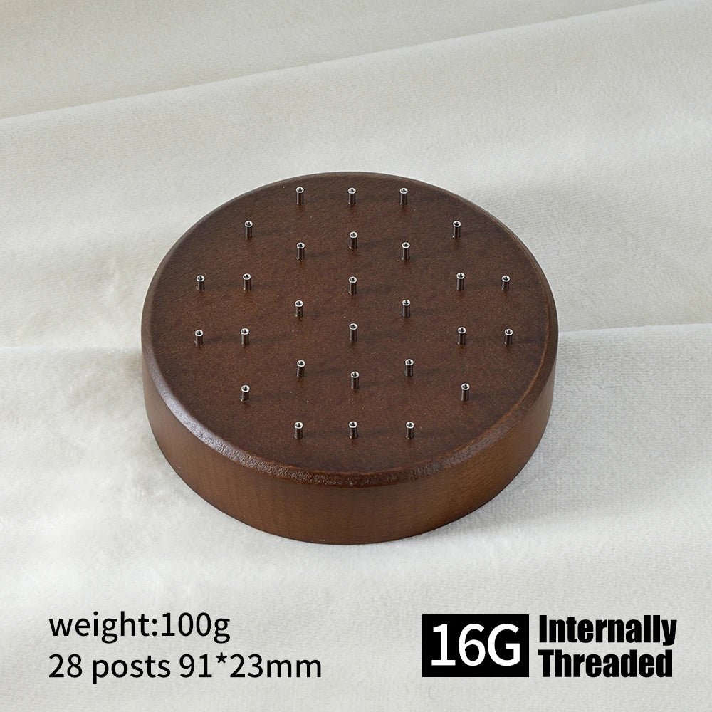 High-Quality Beech Wood Jewelry Display Stand — Push Pin Holder for 16G/14G Threadless Piercing & Body Jewelry