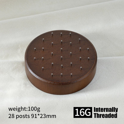 High-Quality Beech Wood Jewelry Display Stand — Push Pin Holder for 16G/14G Threadless Piercing & Body Jewelry