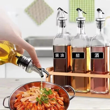 Leak-Proof Oil Bottle Stopper - Food Grade Sauce Nozzle Liquor Dispenser Wine Pourer & Kitchen Seasoning Tool