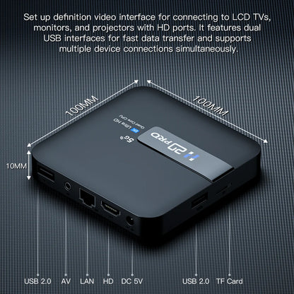 H20PRO Android TV Box – 4K Media Player with Android 10, 2GB RAM, 16GB Storage, Dual WiFi, Play Store, 1080P
