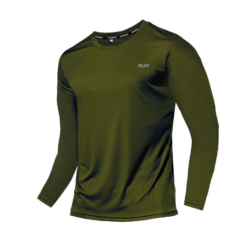 Men's Summer Ice Silk Long Sleeve T-Shirt – Quick Dry, Breathable Sun Protection for Outdoor Running