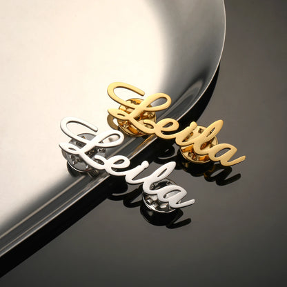Sipuris Custom Name Brooch - Stainless Steel Trendy Pins for Women & Men, Nameplate Jewelry, Valentine's Day Gift