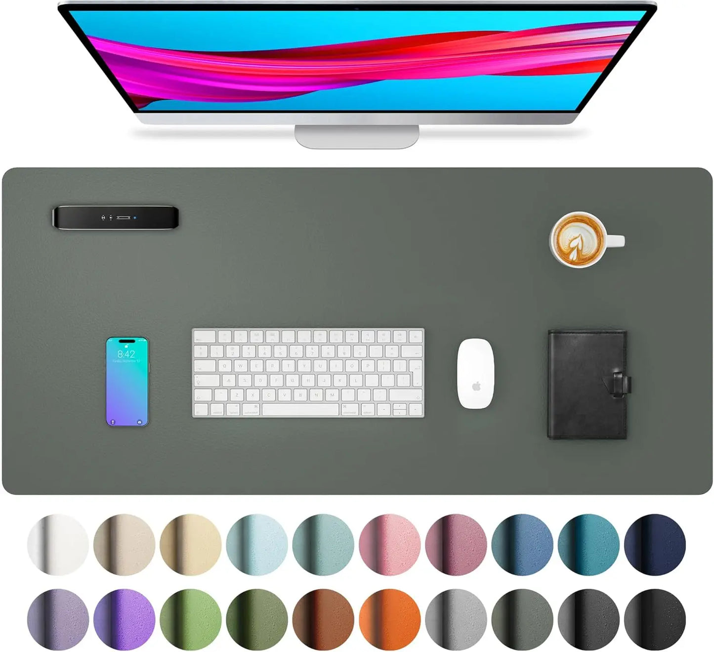 Large Waterproof PU Leather Desk Mouse Pad – Gaming Keyboard Desk Mat, Office Writing Surface Protector for Home & Work Setup