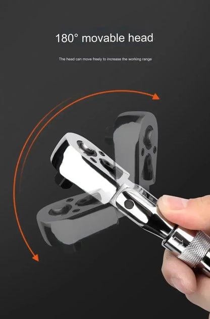 72-Tooth Carbon Steel Retractable Ratchet Wrench — 1/4, 3/8, 1/2 Automatic Quick-Release Multifunctional Hand Tool