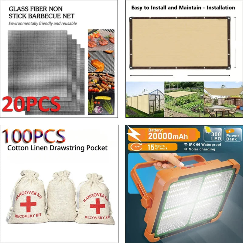 2100PCS Christmas Party Wake-Up Bags – Cotton Linen Storage & Gift Bags for First Aid, Red Cross Hangover Kits