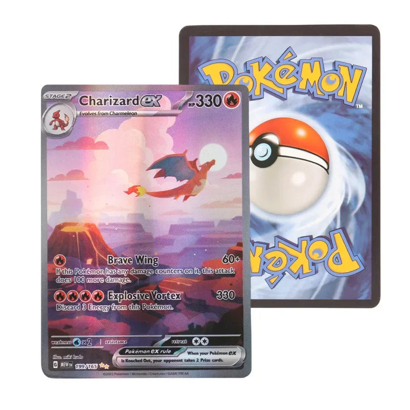 60-100Pcs English Pokemon Cards – Holographic EX, Vstar, Vmax, GX, Charizard, Mewtwo & Evolution Combos
