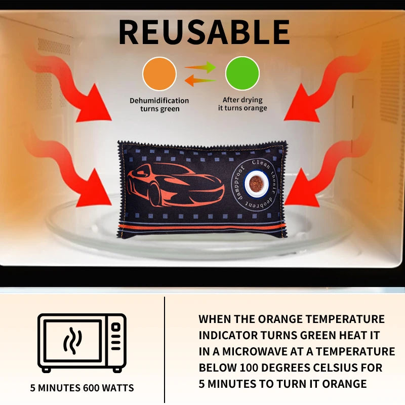 Car & Home Dehumidifier Bag – Reusable Silica Gel Moisture Absorber for Wardrobe, Shoes, Cabinets