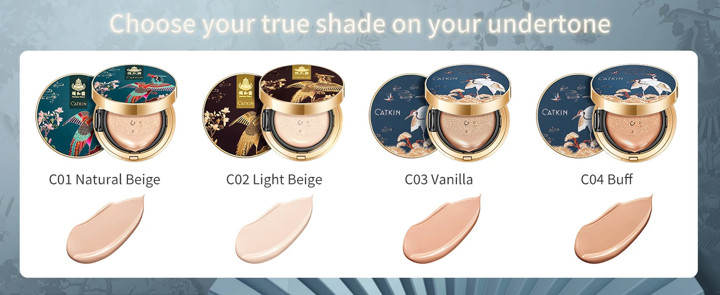 Catkin Phoenix Cushion Foundation – Full Coverage, Sheer Satin Finish, Light Beige with Refill Included