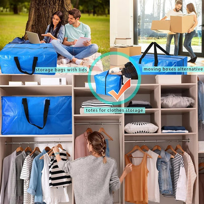 Large Moving Storage Bags - Heavy-Duty Zippered Totes with Carry Handles for Space-Saving Storage