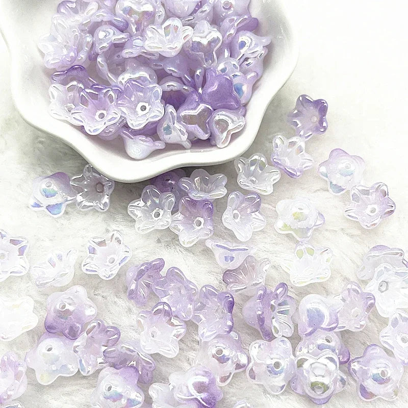 50pcs 7x13mm Gradient Acrylic Bellflower Beads - Flower Caps, Spacer Beads & Charms for DIY Jewelry Making