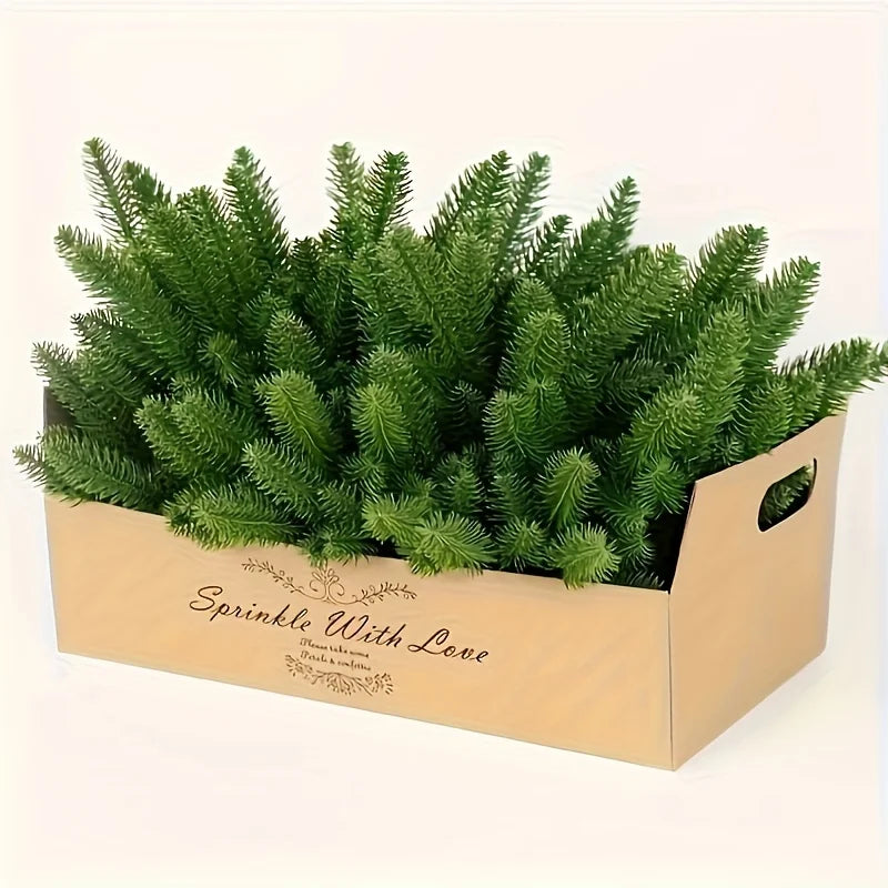 20pcs Artificial Green Pine Branches – DIY Christmas Tree & Winter Home Decor