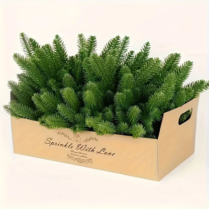 20pcs Artificial Green Pine Branches – DIY Christmas Tree & Winter Home Decor