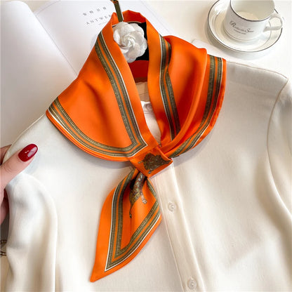 Luxury Silk Scarf for Women – Striped Print Neckerchief, Wrist Towel, and Korean Style Band for Spring/Summer 2023