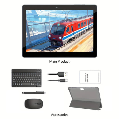 BAKEN 10.1" Android 13 Tablet – 4GB+64GB, Quad-Core, Dual Cameras, WiFi & Bluetooth 2-in-1 Tablet