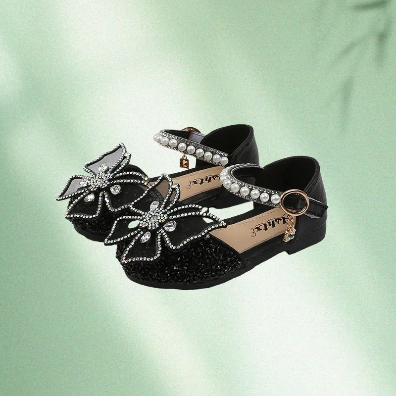 Girls Sequin Rhinestone Bow Sandals - Cute Princess Party & Dance Shoes for Summer