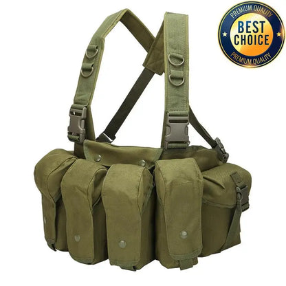 Tactical MOLLE Vest | Quick Release Hunting & CS Training Chest Vest with AK Belly Pockets
