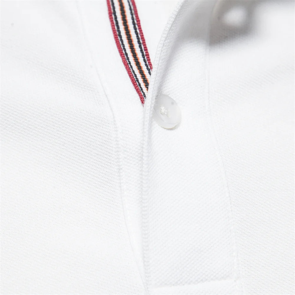 AIOPESON Men's Cotton Polo Shirt - Short Sleeve Solid Color Summer Casual Polo Top
