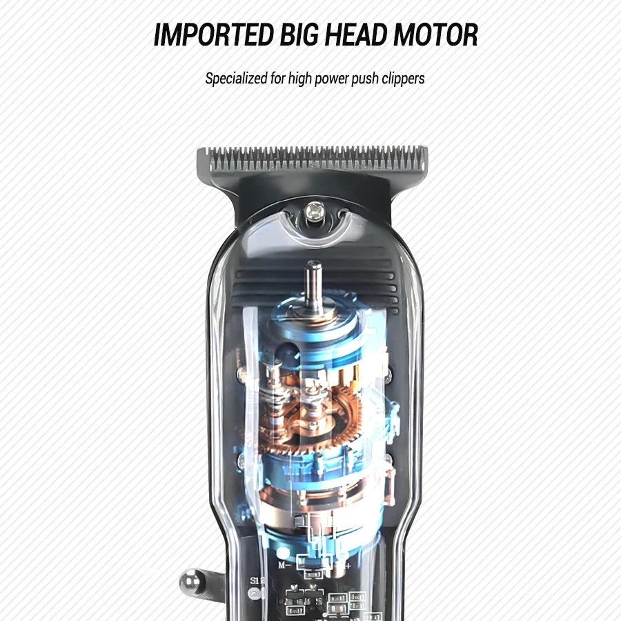 Professional Rechargeable Hair Clippers – Transparent Electric Hair Trimmer for Men, Cordless Hair Cutting Machine