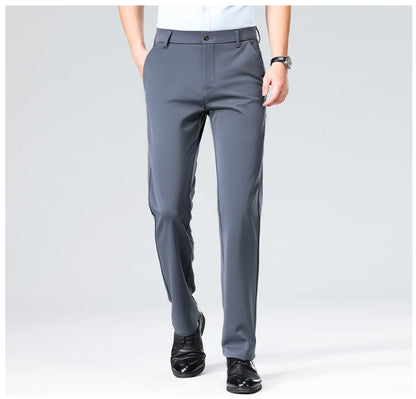 Men's Summer & Autumn Dress Pants – Thin Formal Work Trousers | Business Casual Black & Wine Red Long Pants