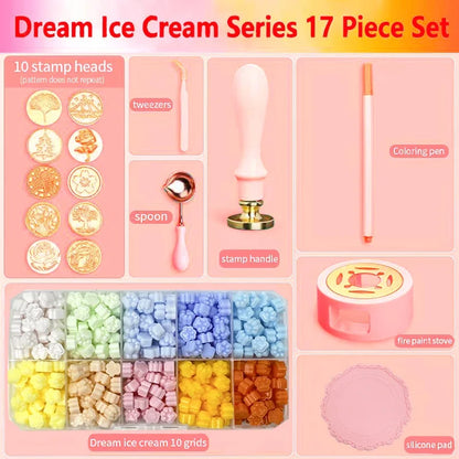17pcs Wax Seal Stamp Set - Lacquered Sealing Wax Kit for DIY Crafts, Scrapbooking, Christmas & Wedding Invitation Decoration