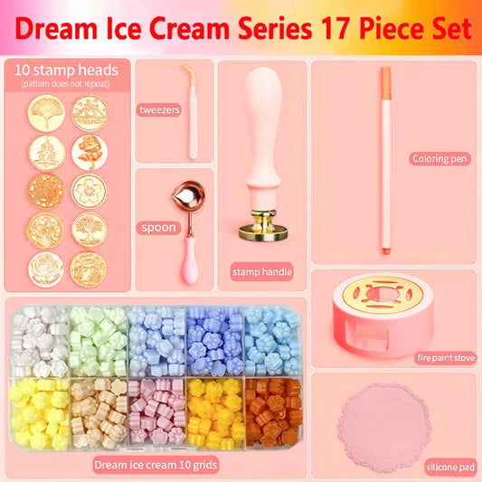 17pcs Wax Seal Stamp Set - Lacquered Sealing Wax Kit for DIY Crafts, Scrapbooking, Christmas & Wedding Invitation Decoration