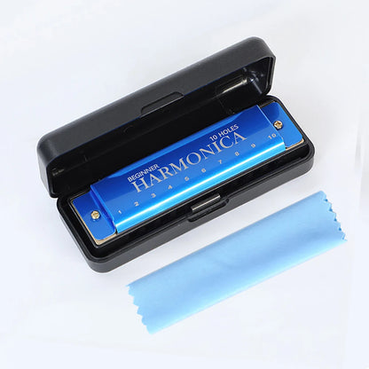 10-Hole C Diatonic Harmonica - Phosphor Bronze Beginner Mouth Organ with Case Kit