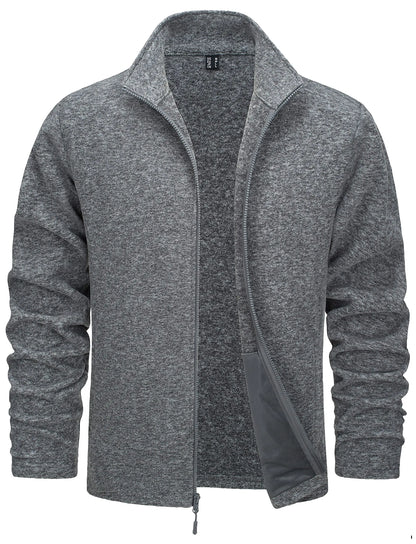 TACVASEN Men’s Lightweight Fleece Jacket - Full Zip Spring Casual Outdoor Sportswear with Pockets & Stand Collar