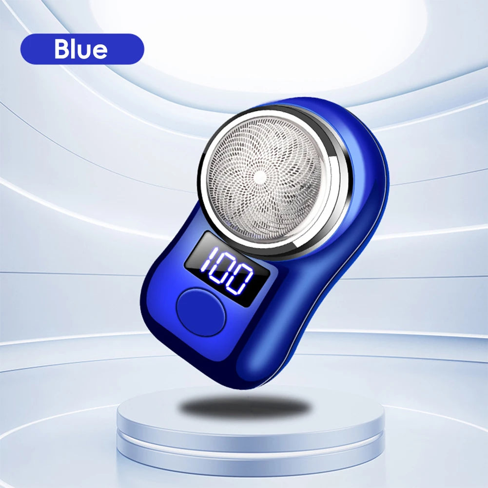USB Rechargeable Men’s Electric Shaver with LED Display – Portable Waterproof Mini Rotary Razor for Travel and Beard Grooming