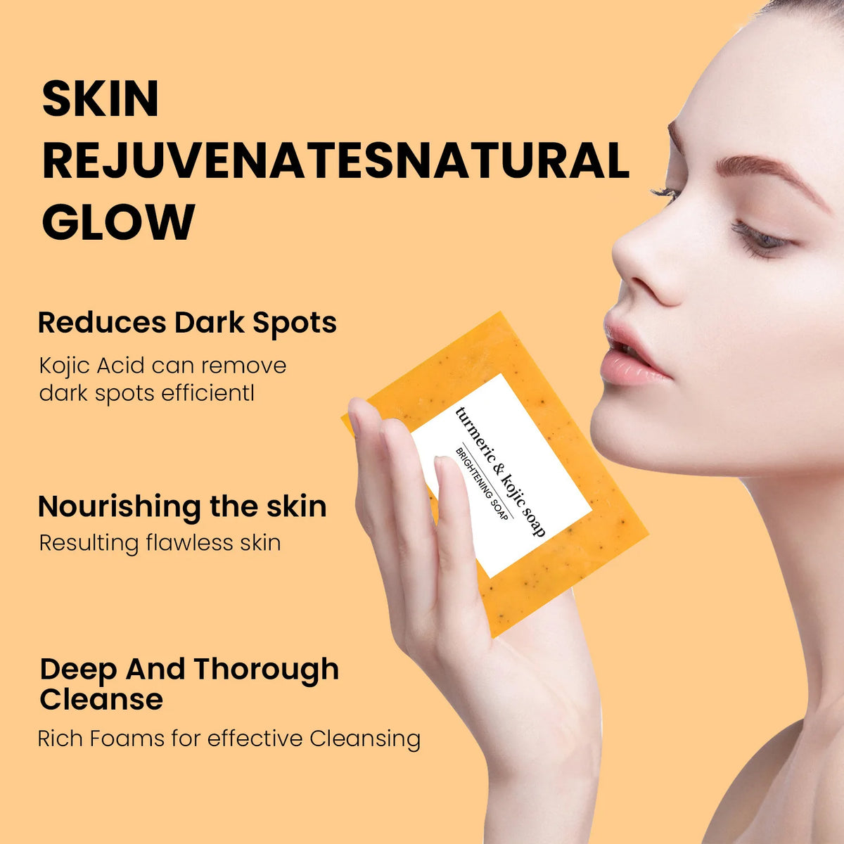 Turmeric & Kojic Acid Cleanser and Soap Set - Deep-Cleansing Skincare for Oil Control, Blackhead Care, and Radiant-Looking Skin
