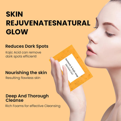 Turmeric & Kojic Acid Cleanser and Soap Set - Deep-Cleansing Skincare for Oil Control, Blackhead Care, and Radiant-Looking Skin