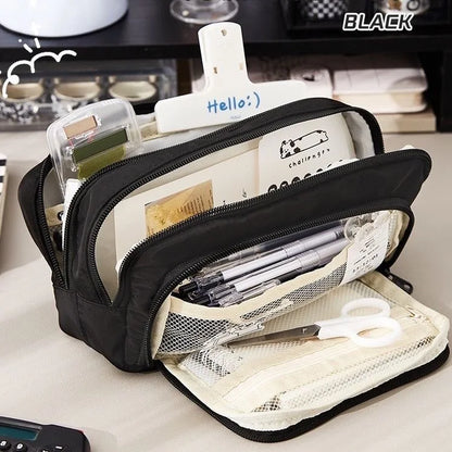 Large Capacity Pencil Case - Portable Handheld Pen Pouch and Cosmetic Storage Bag for School Office and Travel