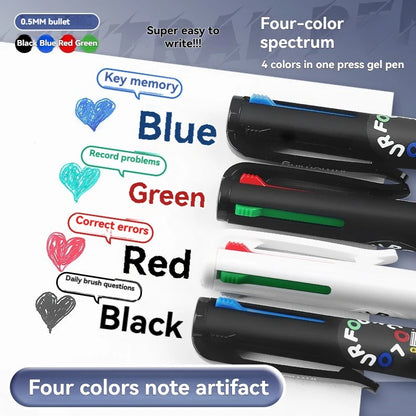 4-in-1 Four-Color Gel Pen - Multifunctional Memory Pen for Note-Taking & Everyday Writing