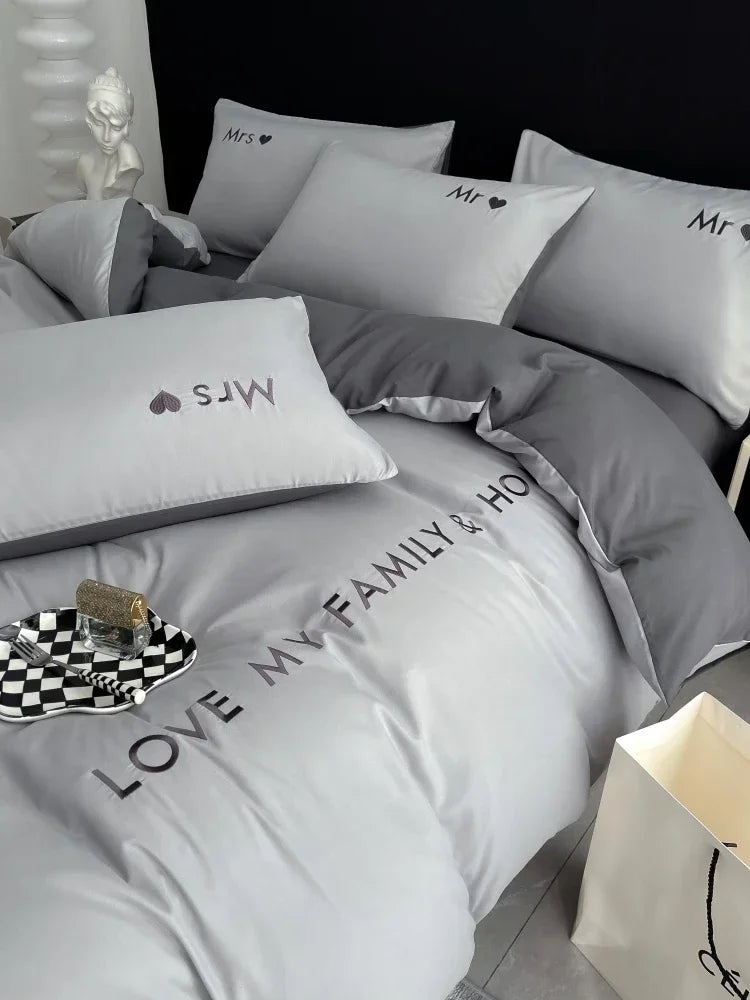 Nordic Luxury Egyptian Cotton Bedding Set - King, Queen, Double, Twin Size with Sheet, Duvet Cover & Pillowcases