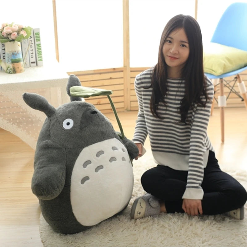 Cartoon Laugh Heartily Totoro Plush Toy — Stuffed Anime Movie Totoro, Lotus Leaf Pillow Plushie, Japanese-Style Doll Gift