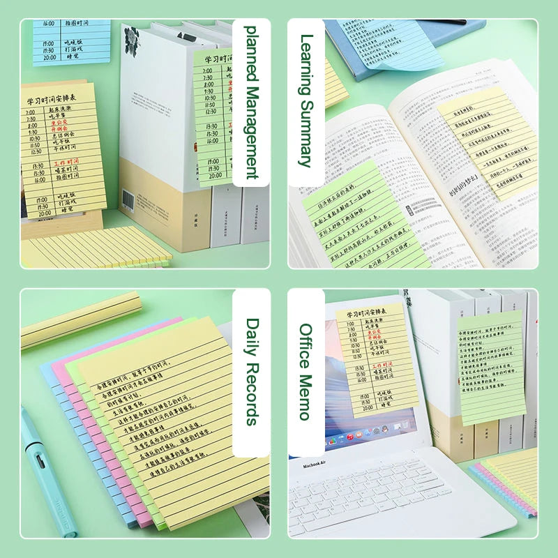 200-Sheet Sticky Note Set - 4-Color Self-Adhesive Writing Pads and Page Markers for Students, Office, and Study Organization