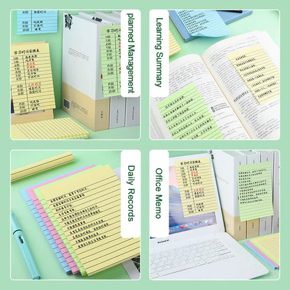 200-Sheet Sticky Note Set - 4-Color Self-Adhesive Writing Pads and Page Markers for Students, Office, and Study Organization