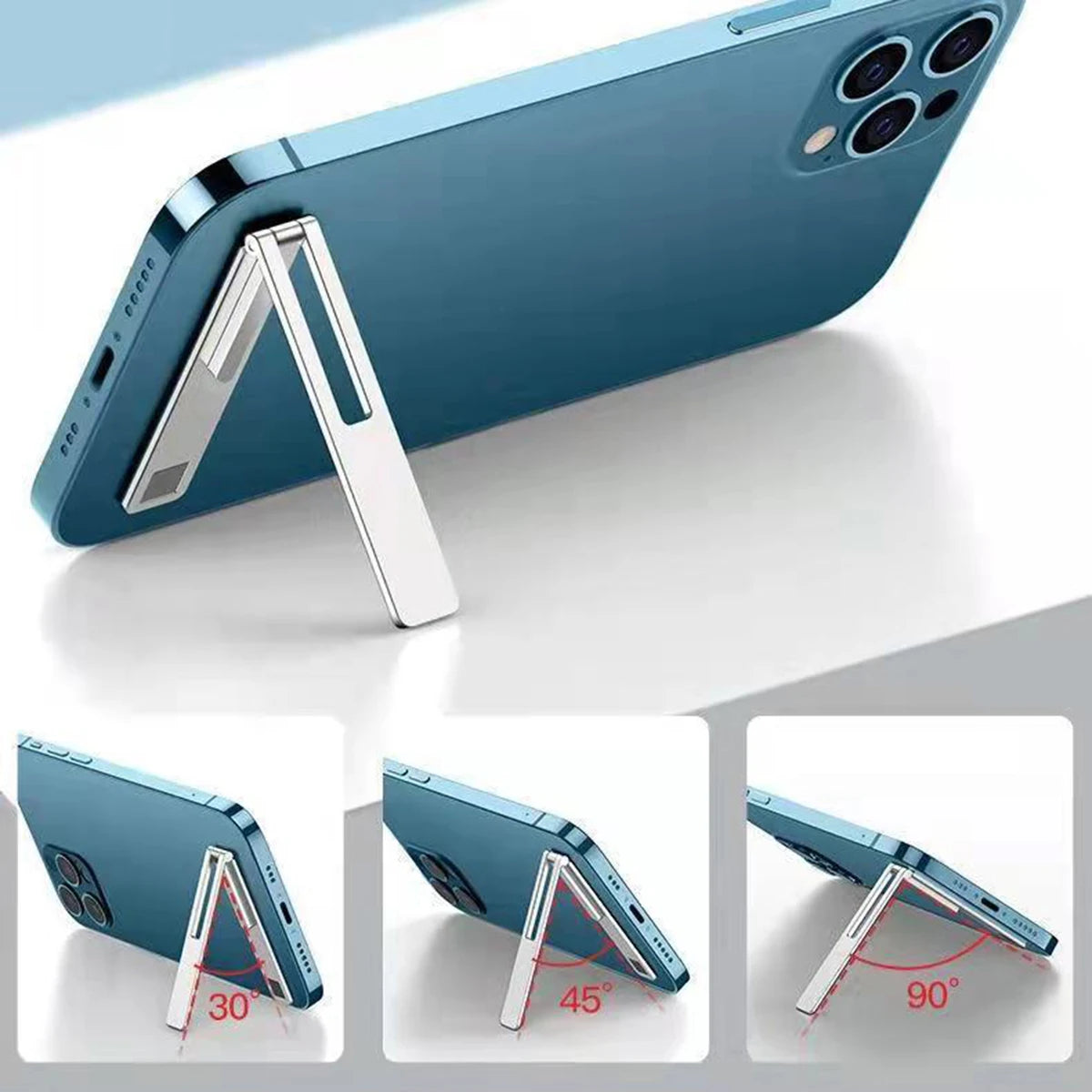 Ultra-Thin Metal Folding Phone Holder | Invisible Back Stick Desktop Holder | Portable Mobile Support Stand