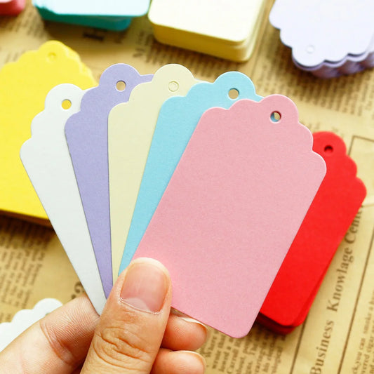 50PCS Colorful Blank Gift Tags – Hang Tags & Price Labels for Wedding, Christmas, Party Favors & DIY Craft Supplies