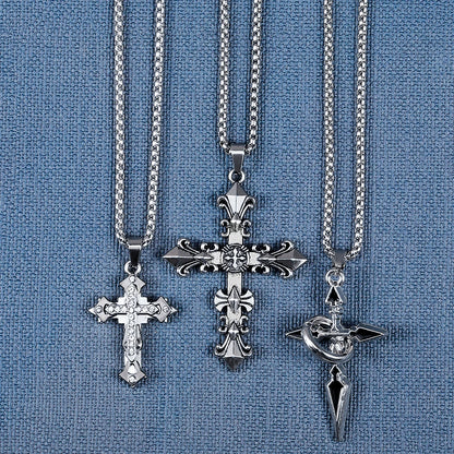 High-Quality Titanium Steel Cross Necklace – Non-Fading Hip-Hop Pendant Chain for Men & Women, Trendy Fashion Gift Jewelry