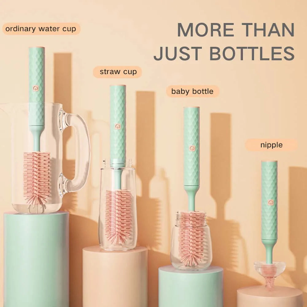 Electric Silicone Bottle Brush Set | 360 Degree Rotating Baby Pacifier Cup Cleaning Brush | with 1200mAh Lithium Battery