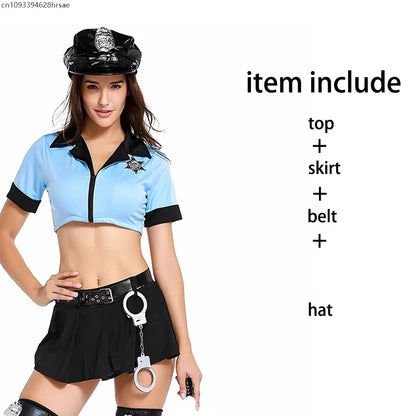 Women's Police Officer Costume - Halloween Carnival Uniform & Cop Lingerie Set