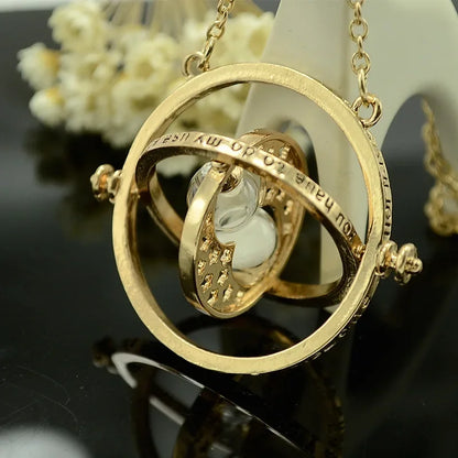 Magic Time-Turner Hourglass Necklace - Multicolor Rotating Pendant for Wizard-Inspired Fashion and Cosplay Gifts