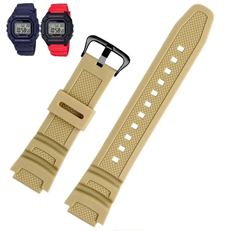 Rubber Silicone Watchband for Casio F-108WH, W-216H, W-218H, W-215, W-752, W-S200H & SGW-400/500H - Waterproof Replacement Watch Strap