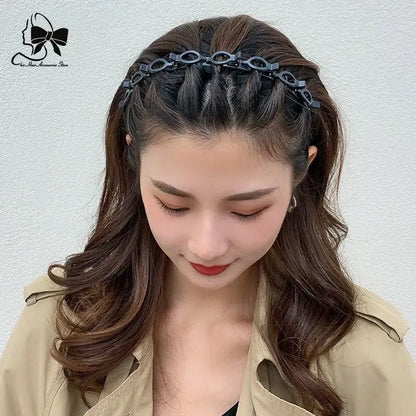 2024 New Double Band Headbands for Women – Non-Slip Hair Bands with Clips, Bezel Hair Hoop, Fashion Headwear