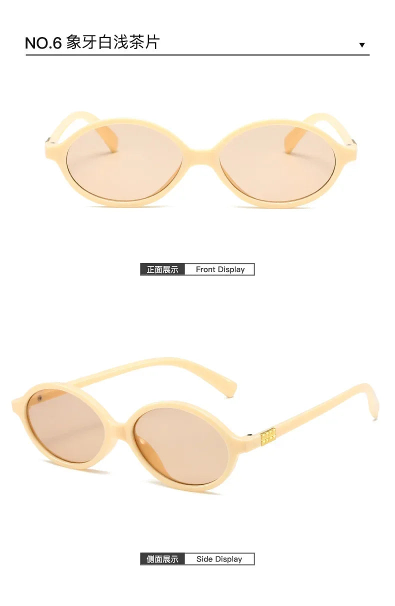 Women's Oval Sunglasses – Retro Small Frame UV400 Clear Lens Fashion Eyewear