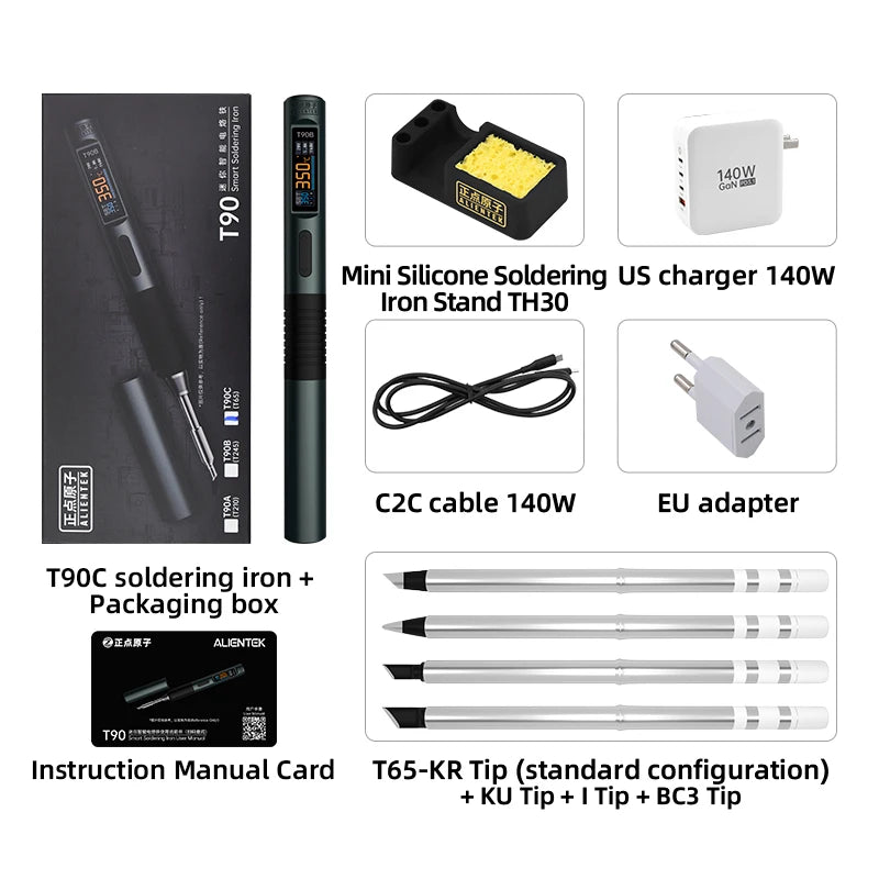 ALIENTEK T90 Soldering Iron – 140W High-Precision Temperature Control 80-450℃ Professional Repair Tool