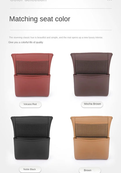 Car Handbag Holder Between Seats – Multi-Functional Leather Storage Bag with Tissue Box, Phone, Cup & Map Organizer