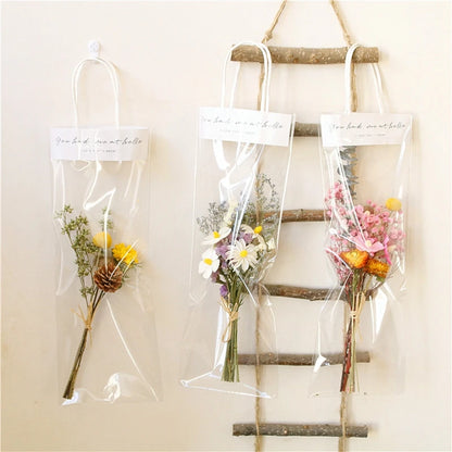 5/10PCS Transparent Flower Wrapping Bags – Gift Packaging with Handle for Weddings, Birthdays, Candy & Flower Box Decor