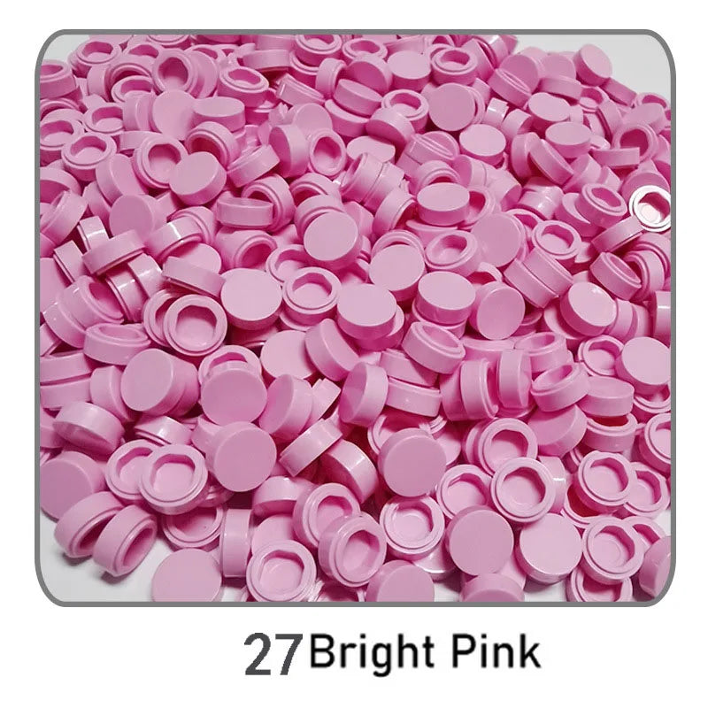 1000Pcs 1x1 Round Building Blocks Set - 52 Color DIY Creative Educational Bricks Compatible with 98138 Toy Kits for Kids