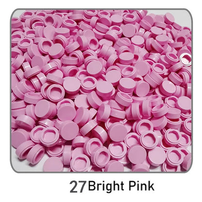 1000Pcs 1x1 Round Building Blocks Set - 52 Color DIY Creative Educational Bricks Compatible with 98138 Toy Kits for Kids